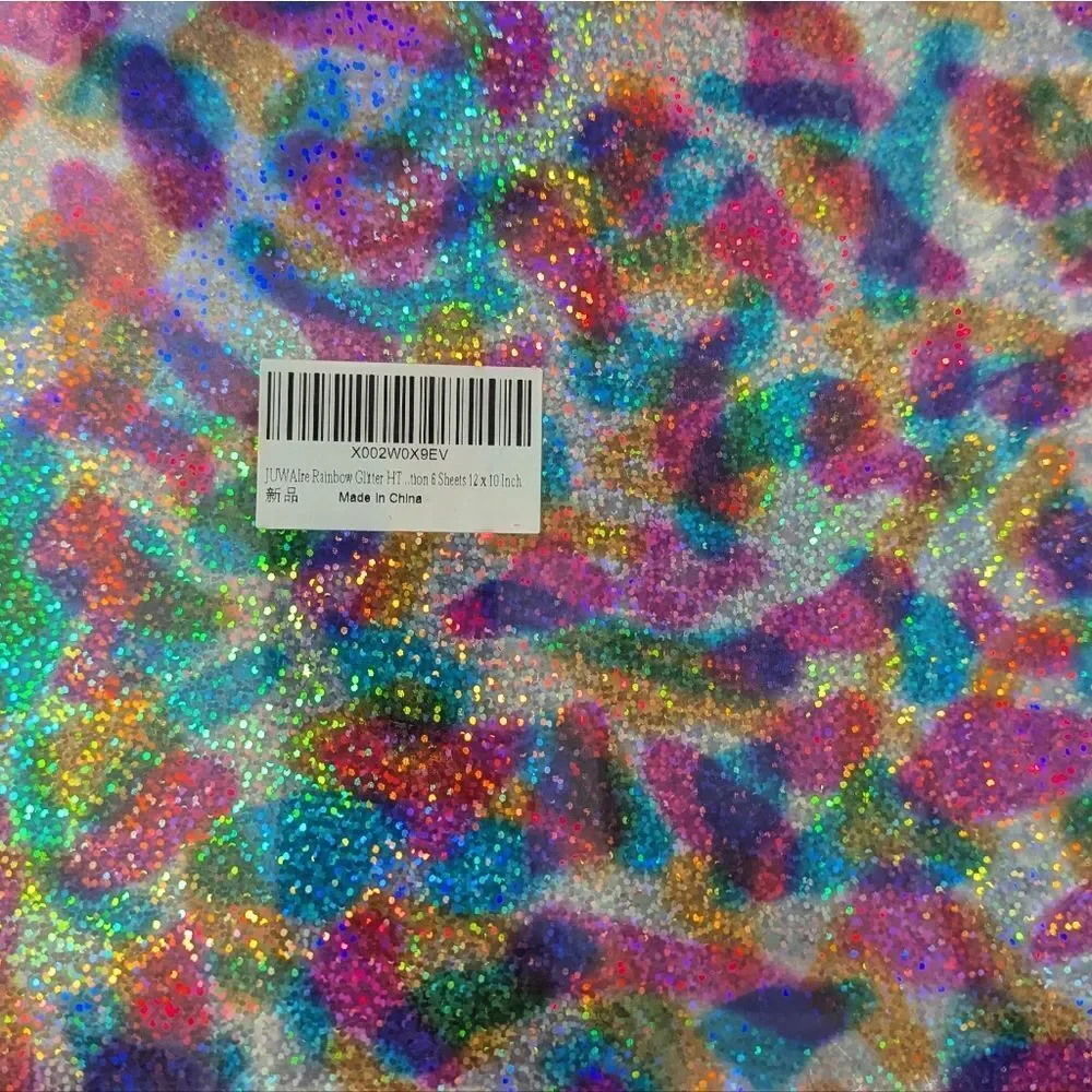 💎2/25 Holographic Rainbow Glitter Heat Transfer Vinyl 12x10 In - 6 Sheets Total